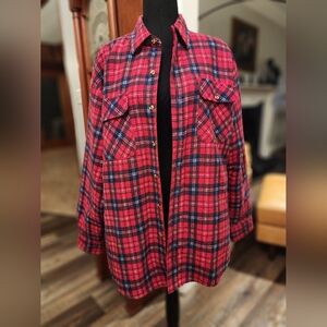 Northwest Territory flannel shirt jacket, size large, red plaid